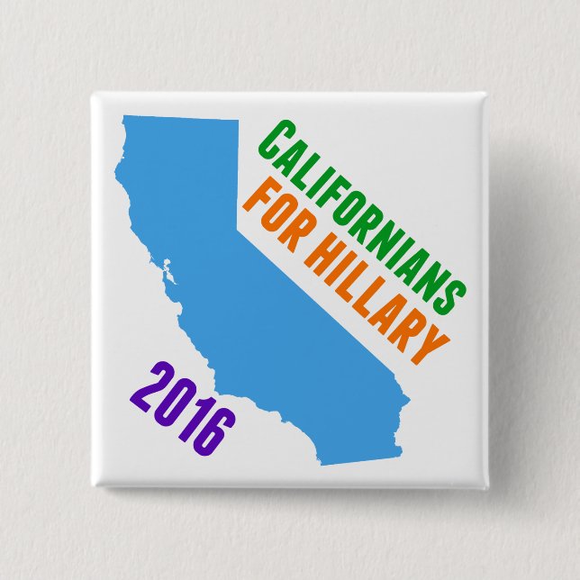 Macaron Carré 5 Cm Hillary Clinton Californie (Devant)