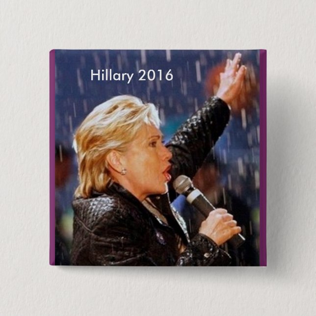 Macaron Carré 5 Cm Hillary Clinton pour le président 2016 (Devant)
