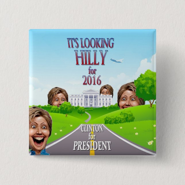 Macaron Carré 5 Cm Hillary Clinton pour le président en 2016 (Devant)
