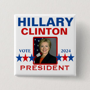 Macaron Carré 5 Cm Hillary Clinton pour le président Pinback Button 2