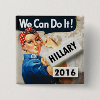 Macaron Carré 5 Cm Hillary pour le Président We peut le faire Pin