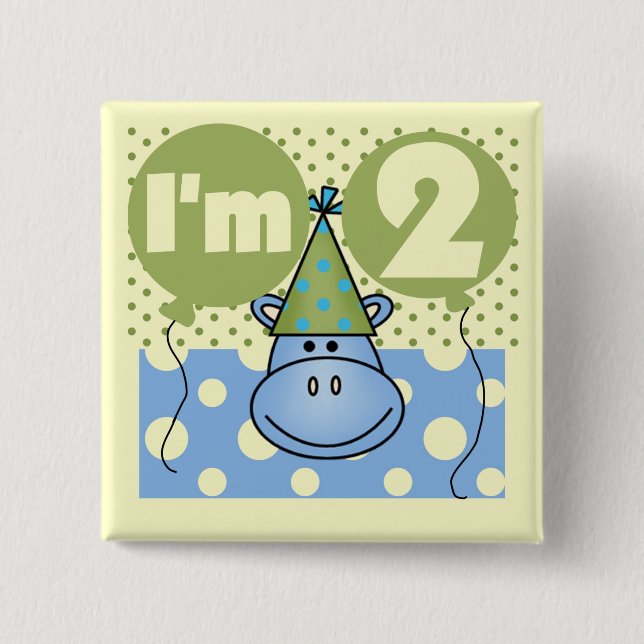 Macaron Carré 5 Cm Hippo 2e Anniversaire Tshirts et cadeaux (Devant)