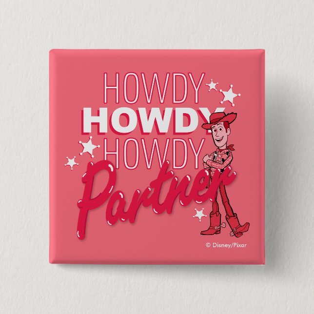 Macaron Carré 5 Cm Histoire du jouet | Woody "Howdy Howdy Howdy Partn (Devant)