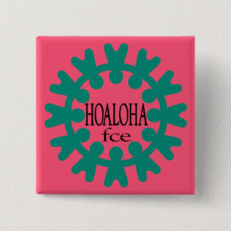 Macaron Carré 5 Cm Hoaloha Teal sur le bouton rose