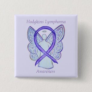 Macaron Carré 5 Cm Hodgkins Lymphoma Art Angel Violet Ruban Pins