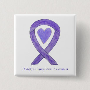 Macaron Carré 5 Cm Hodgkins Lymphoma Sensibilisation Ruban Pins Coeur