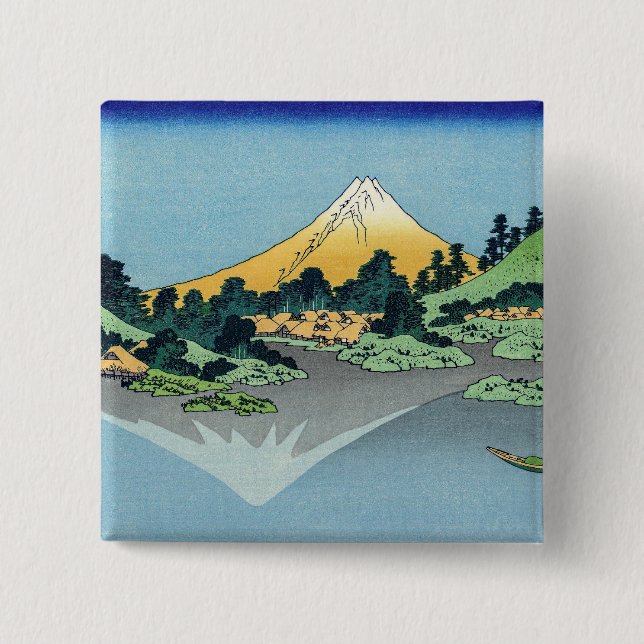 Macaron Carré 5 Cm Hokusai - Le Mont Fuji reflète le lac Kawaguchi (Devant)