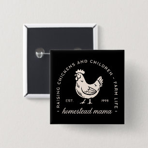 Macaron Carré 5 Cm Homestead maman élevant des poulets et des enfants