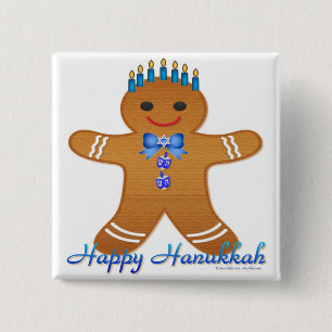 Macaron Carré 5 Cm Homme en pain d'épice de Hanukkah Judaica Menorah