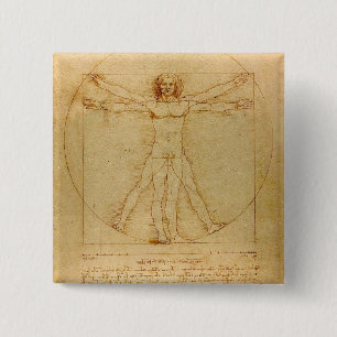 Macaron Carré 5 Cm Homme vitruvien par Leonardo Da Vinci
