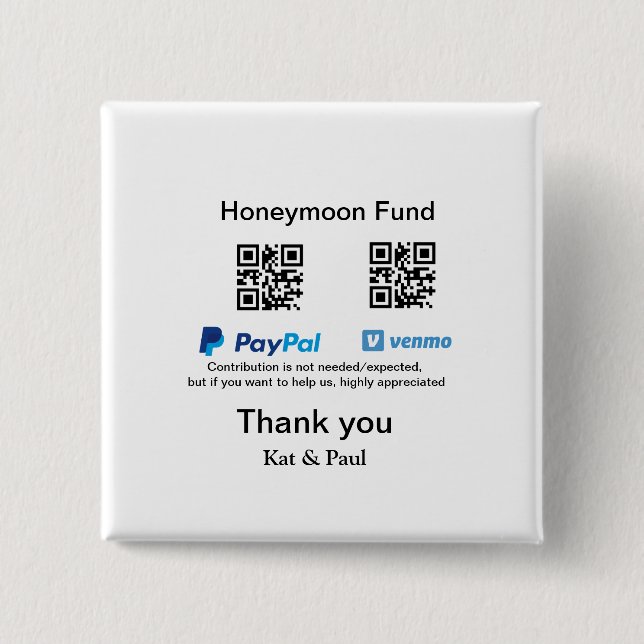 Macaron Carré 5 Cm Honeymoon Fund PayPal Venmo QR code Merci (Devant)