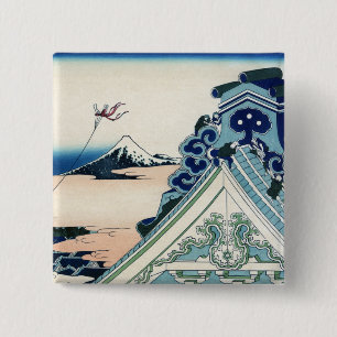 Macaron Carré 5 Cm Honganji Temple Vista du Mont Fuji Bois japonais