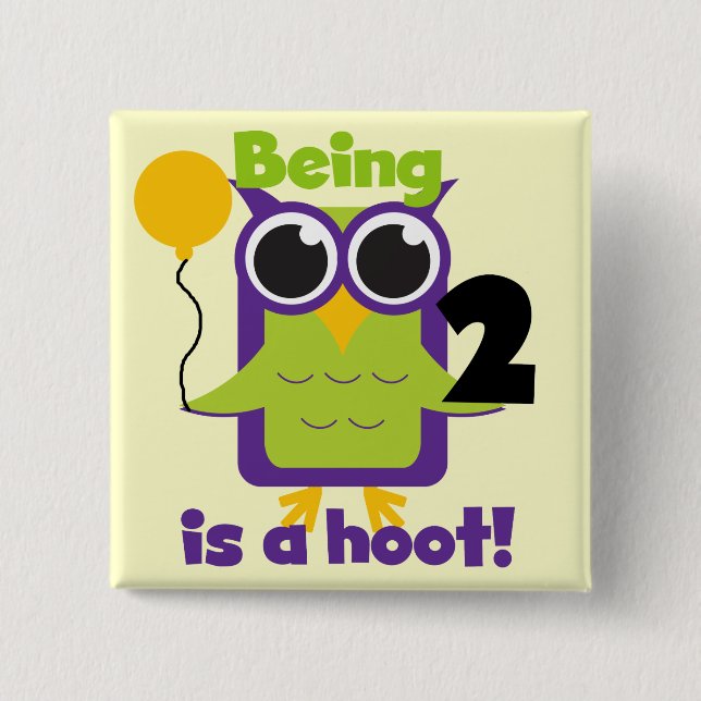 Macaron Carré 5 Cm Hoot Owl 2e anniversaire T-shirts et cadeaux (Devant)