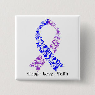 Macaron Carré 5 Cm Hope Blue and Purple Awareness Ribbon