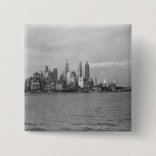 Macaron Carré 5 Cm Horizon B&W des Etats-Unis New York City Manhattan