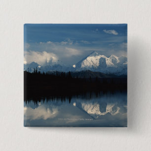Macaron Carré 5 Cm Horizon de lac mirror avec la forêt et les
