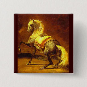Macaron Carré 5 Cm HORSE GRIS, Brown Jaune Or