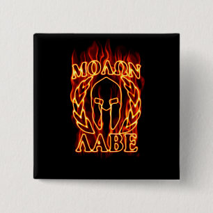 Macaron Carré 5 Cm Hot Molon Labe Warrior Mask Laurels on Fire