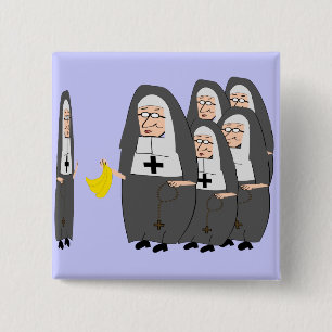 Macaron Carré 5 Cm Humour catholique "grosses soeurs " de nonne