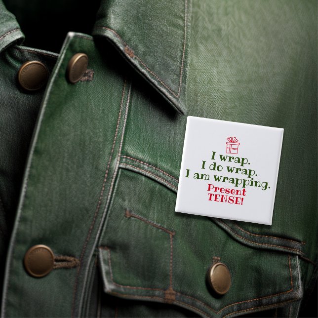 Macaron Carré 5 Cm Humour de Noël amusant | Jeu de grammaire (Funny Christmas Humor | Grammar Pun Button)