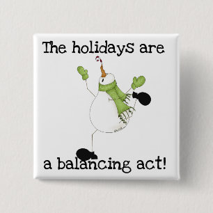 Macaron Carré 5 Cm Humour de vacances Snowman