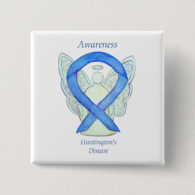Macaron Carré 5 Cm Huntington's Disease Awareness Ribbon Angel Pin (Devant)