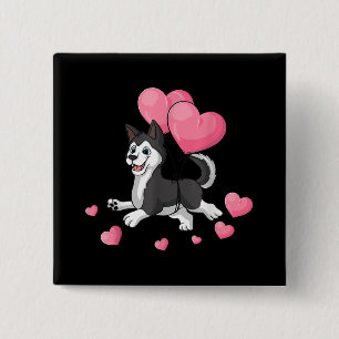 Macaron Carré 5 Cm Husky Valentines Day Holding