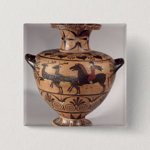 Macaron Carré 5 Cm Hydria, chassant la scène, Grec archaïque, chiff
