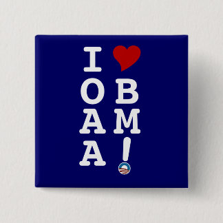 Macaron Carré 5 Cm I bouton d'OBAMA de COEUR