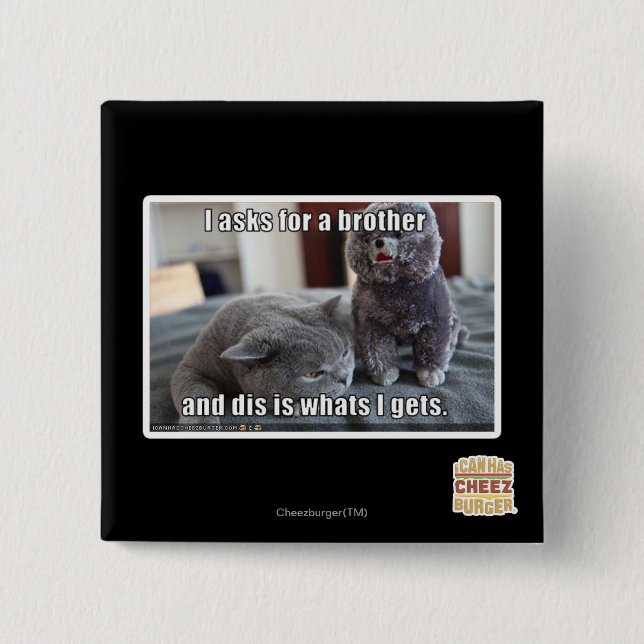 Macaron Carré 5 Cm I demande un frère (Devant)