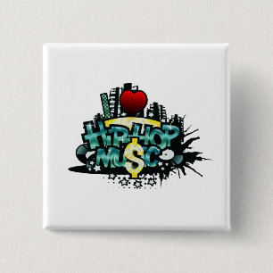 Macaron Carré 5 Cm I Heart Hip hop Music