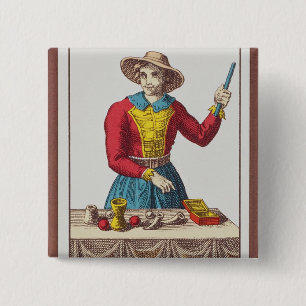 Macaron Carré 5 Cm I le magicien, sept cartes de tarot