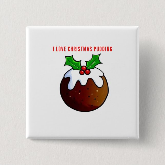 Macaron Carré 5 Cm I Love Christmas Pudding (Devant)