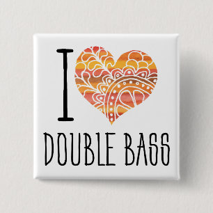 Macaron Carré 5 Cm I Love Double Basse Orange Mandala Heart