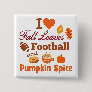 Macaron Carré 5 Cm I Love Fall Leaves Football and Citrouille Spice.