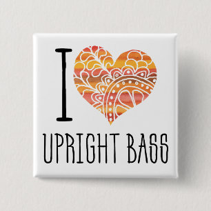 Macaron Carré 5 Cm I Love Hop Bass Orange Mandala Heart
