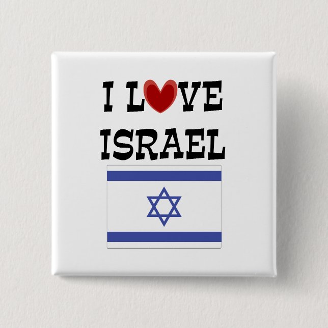 Macaron Carré 5 Cm I Love Israel, design populaire (Devant)