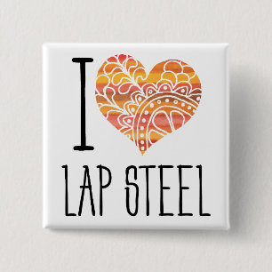 Macaron Carré 5 Cm I Love Lap Steel Orange Mandala Heart