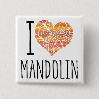 Macaron Carré 5 Cm I Love Mandolin Orange Mandala Heart