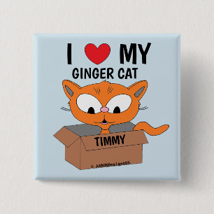 Macaron Carré 5 Cm "I Love My Ginger Cat" Personnalisé
