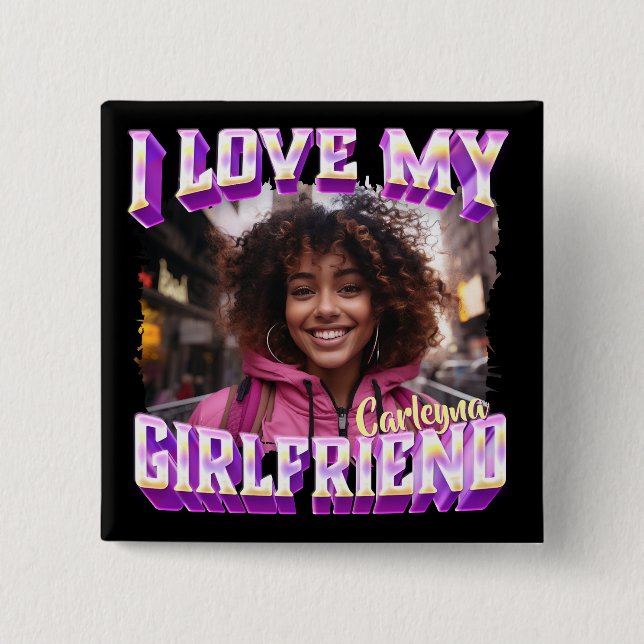 Macaron Carré 5 Cm I Love My Girlfriend Bootleg Rapper Photo (Devant)