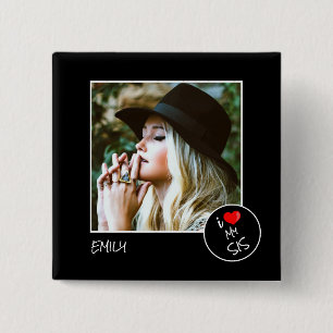 Macaron Carré 5 Cm I Love My Sis Custom Photo - Personnalisée