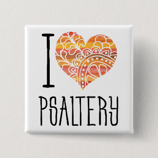 Macaron Carré 5 Cm I Love Psaltery Orange Mandala Heart