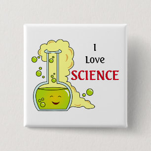 Macaron Carré 5 Cm I Love Science Chimie Flask