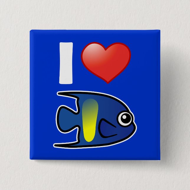 Macaron Carré 5 Cm I Love Yellowbar Angelfish (Devant)