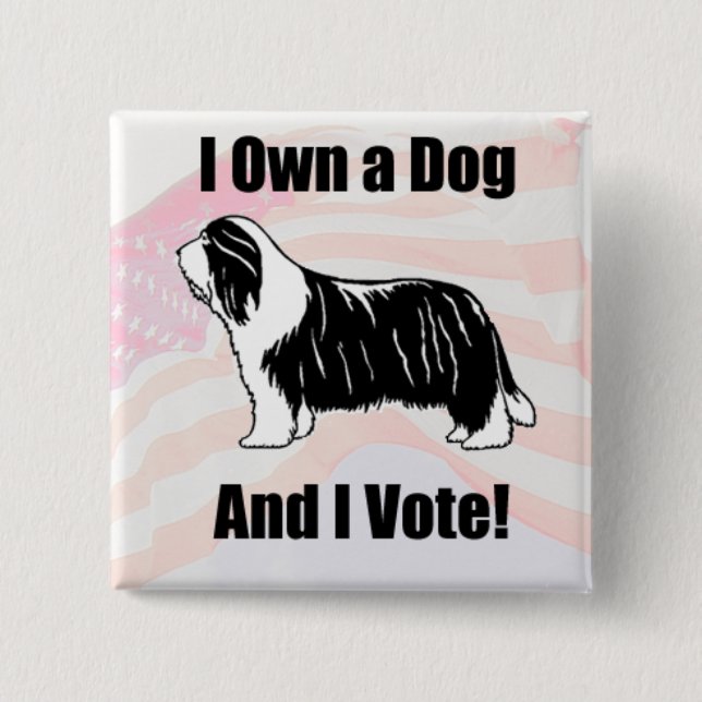 Macaron Carré 5 Cm i posséder un bouton carré de Beardie (Devant)