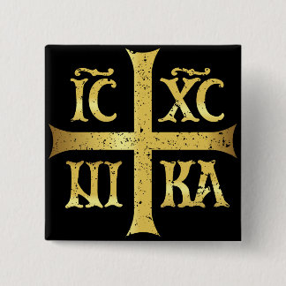 MACARON CARRÉ 5 CM IC XC NIKA JESUS CHRIST CONQUÊTES
