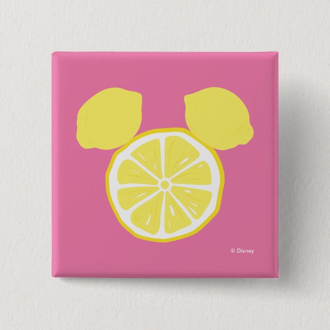 Macaron Carré 5 Cm Icône de citron Mickey Mouse (Devant)