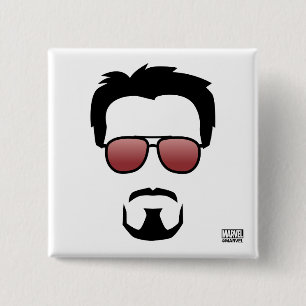 Macaron Carré 5 Cm Icône de coiffure de Tony Stark avec lunettes de s