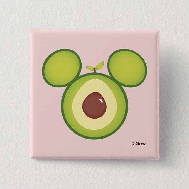 Macaron Carré 5 Cm Icône Mickey Mouse Avocado (Devant)